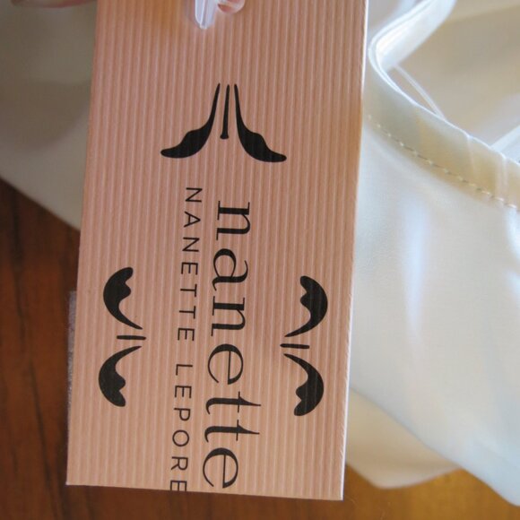 NWT Nanette Lepore "Cannoli" Ivory Top Sleeveless High Collar Beading Ruffle XL - Picture 8 of 10